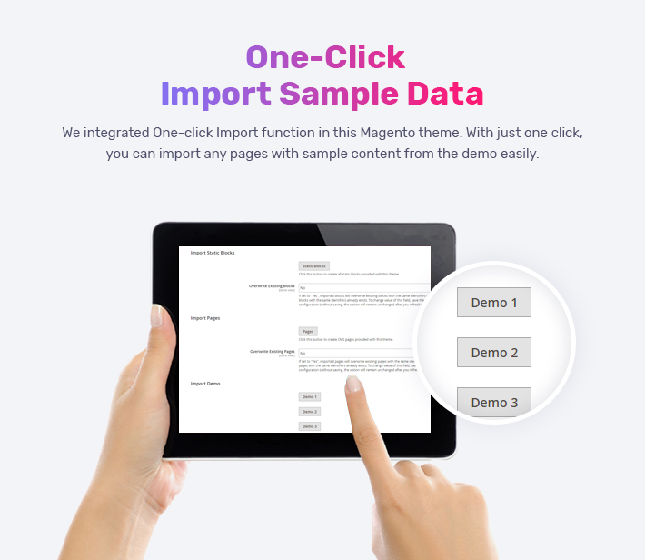 Best Magento 2 Themes - one-click import