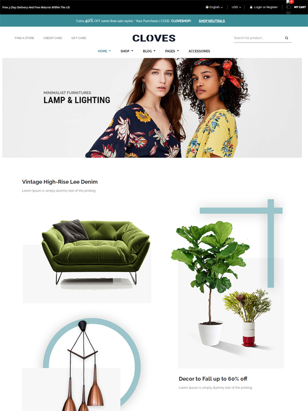 Cloves - Furniture Store WooCommerce WordPress Theme 