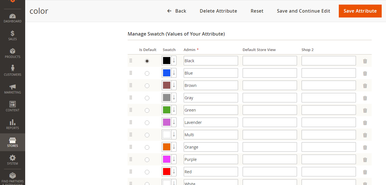 Magento 2 color swatches