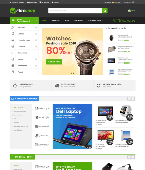 Best Magento Multi-Category Stores Themes - Flexshop