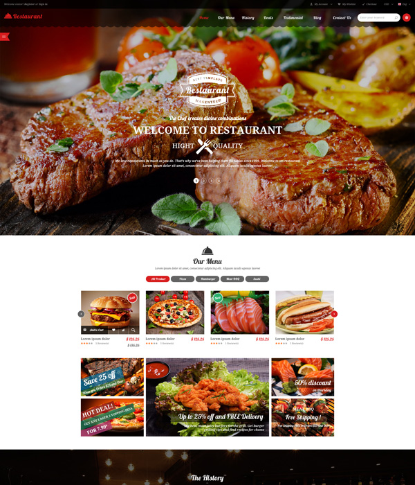 Best Free and Premium Magento Restaurant Themes