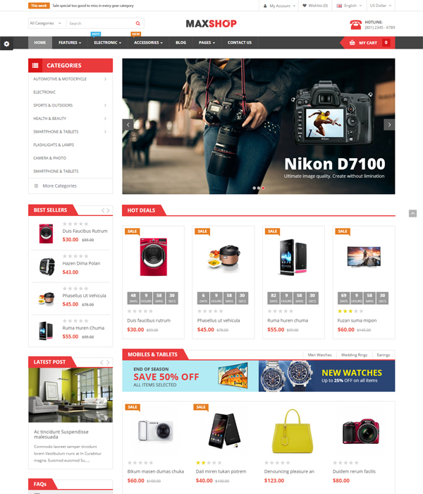 Best Magento Multi-Category Stores Themes - Maxshop