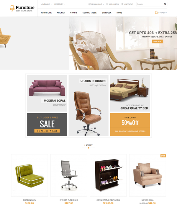 Best Furniture & Interior eCommerce OpenCart Themes - Furniture2