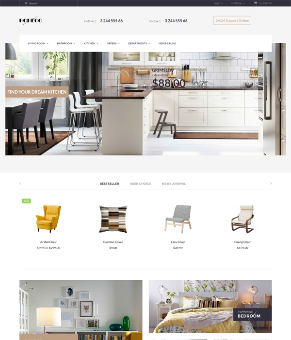 Best Furniture & Interior eCommerce OpenCart Themes - Hodeco