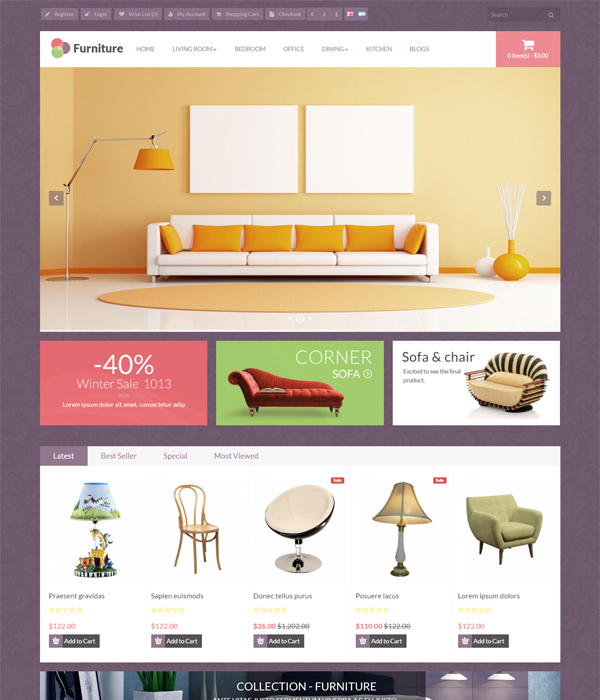 Best Furniture & Interior eCommerce OpenCart Themes - Furniture