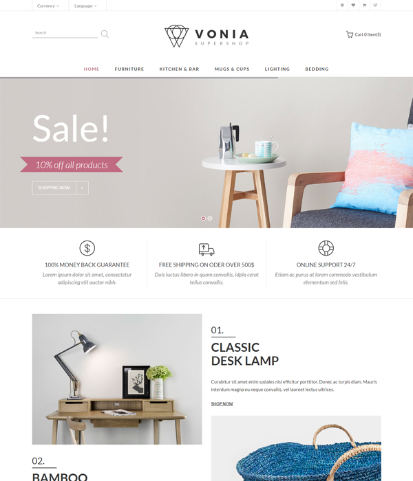 Best Furniture & Interior eCommerce OpenCart Themes - Vonia