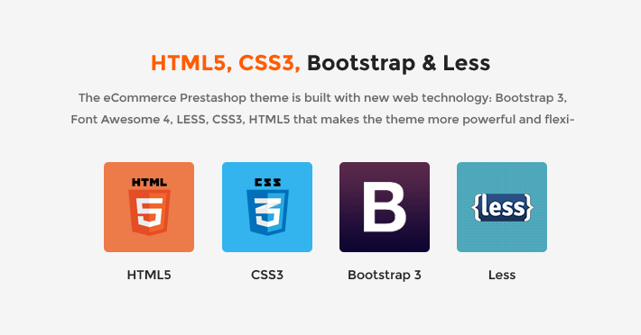 Responsive Prestashop Store Theme- HTML5, CSS3, BOOTSTRAP & LESS