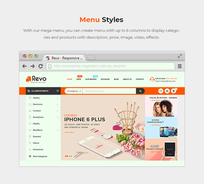 Responsive Prestashop Store Theme - Menu styles