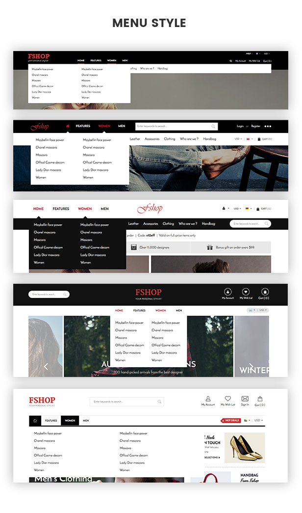 Fshop - Menu styles