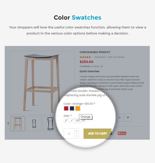 Responsive Magento 2.0 Theme - Color Swatches