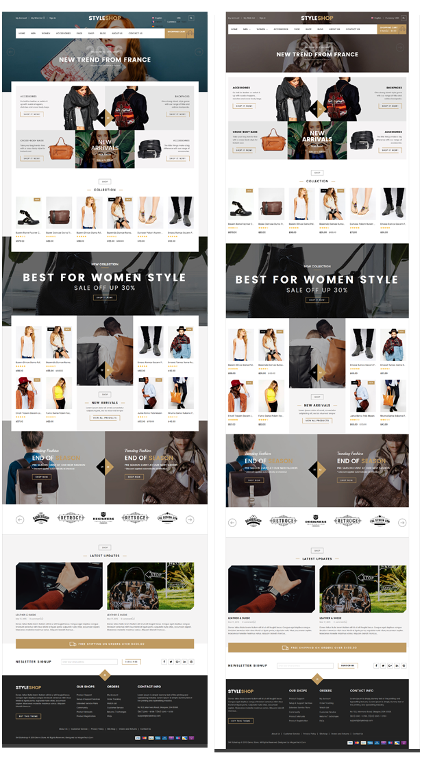 Styleshop - Boxed and wide layouts