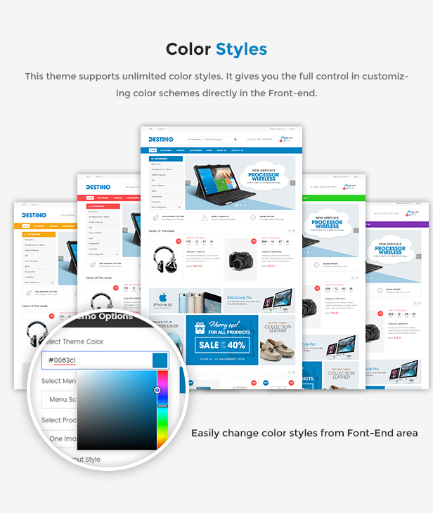 Responsive Prestashop Store Theme  color styles