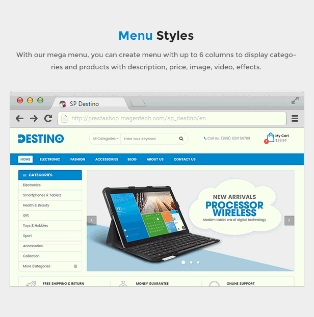 Responsive Prestashop Store Theme - Menu styles