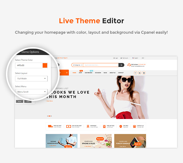 eCommerce Prestashop Shopping Theme - live editor theme