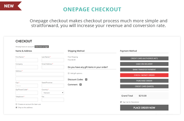 SM Madives - Onepage checkout
