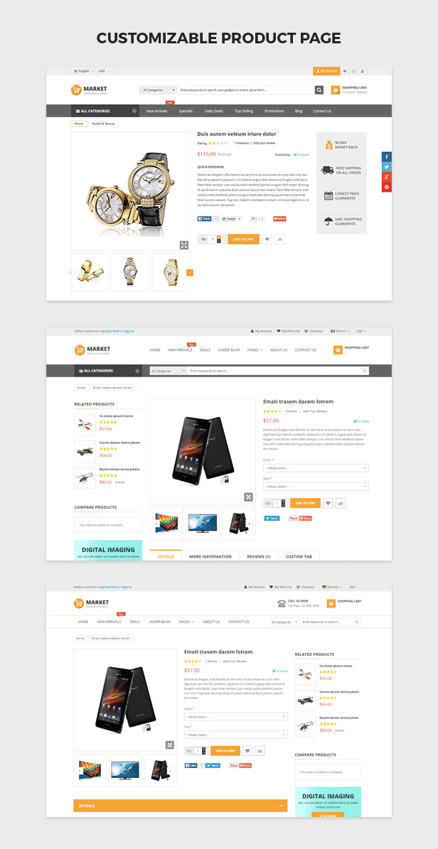 Market - Premium Responsive Magento 2 & 1.9 Store Theme - Product Page