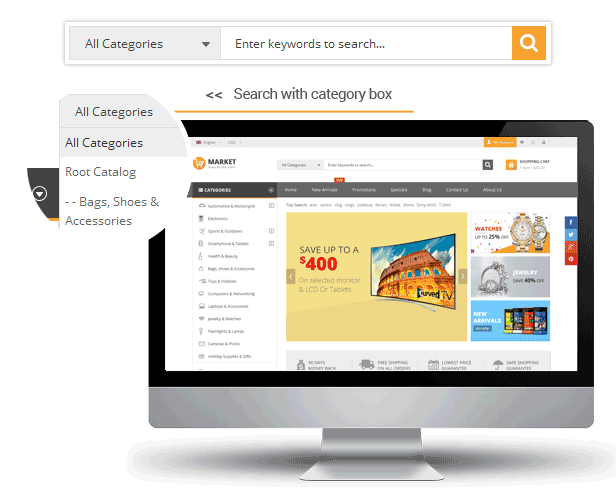 Market - Premium Responsive Magento 2 & 1.9 Store Theme - Search box pro