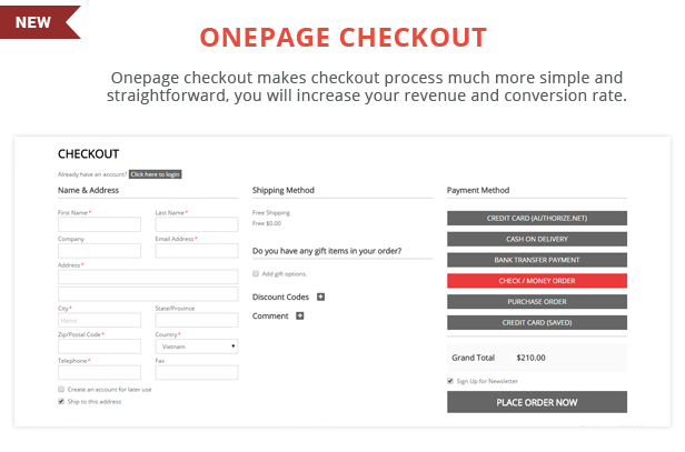 Topshop - Onepage checkout