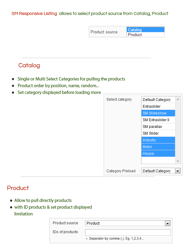 product selection