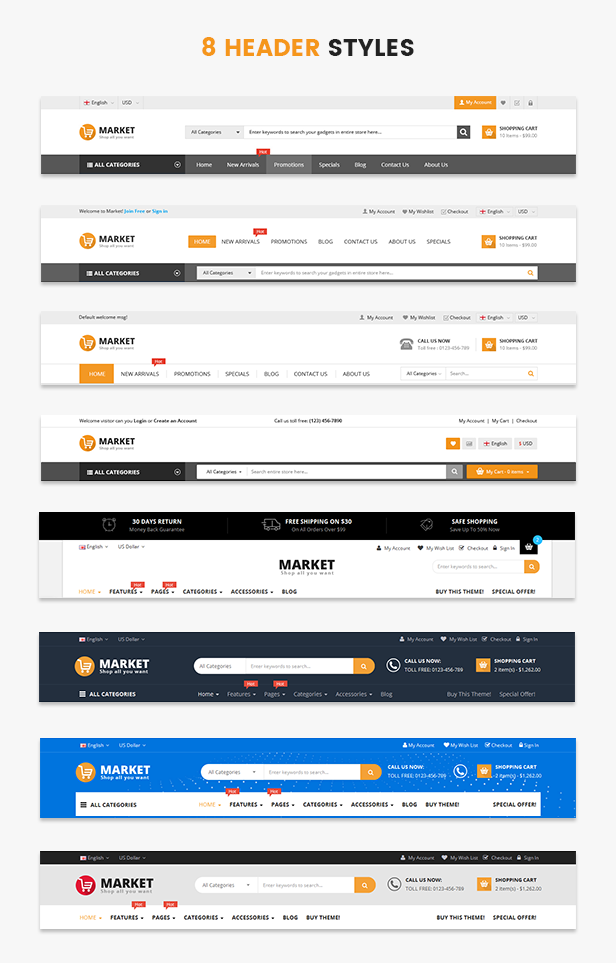 Market - header styles