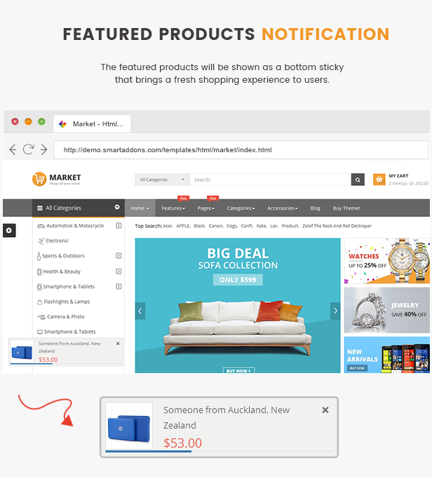 Market - featured product notify